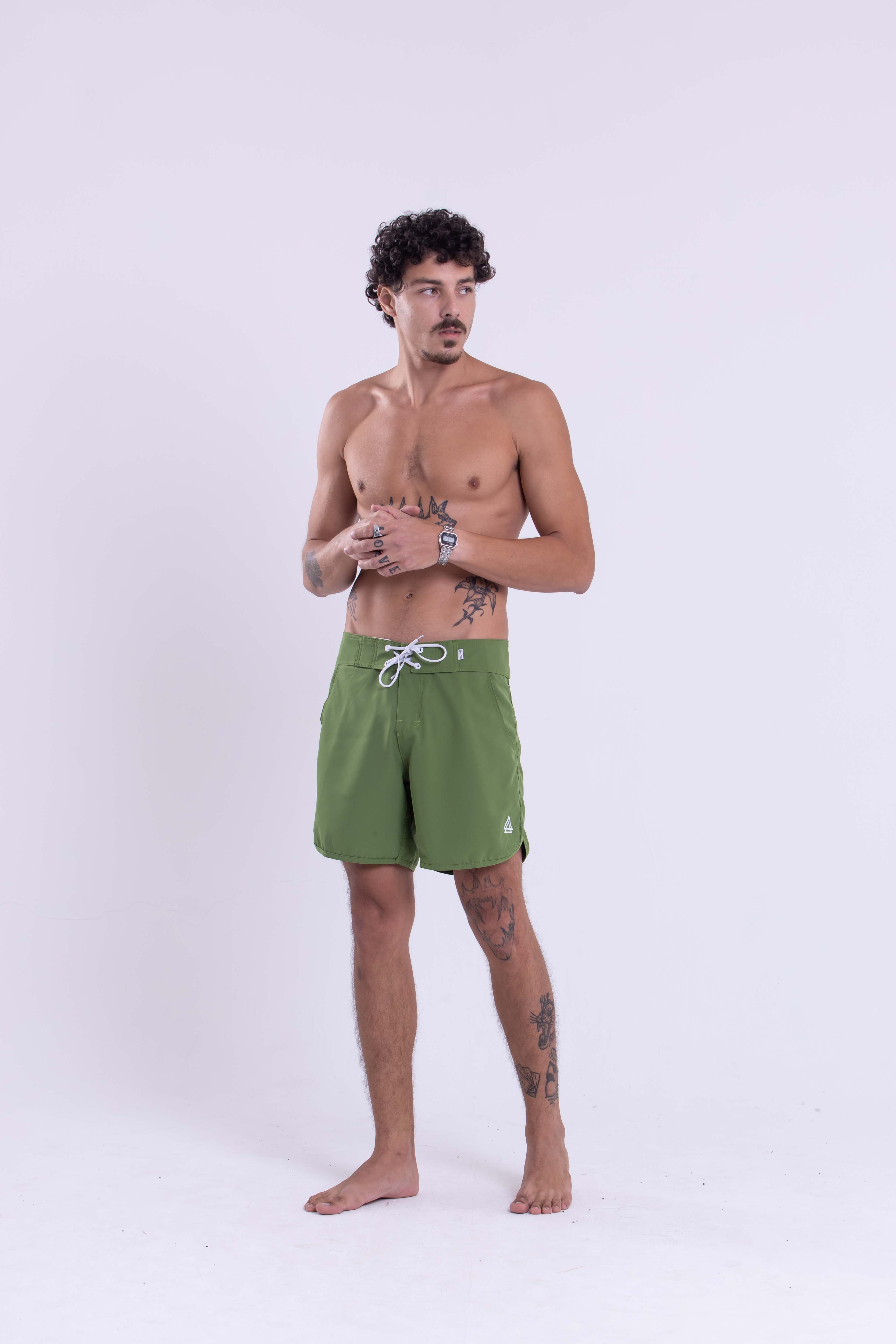 BOARDSHORT SURF RETRÔ OLIVA