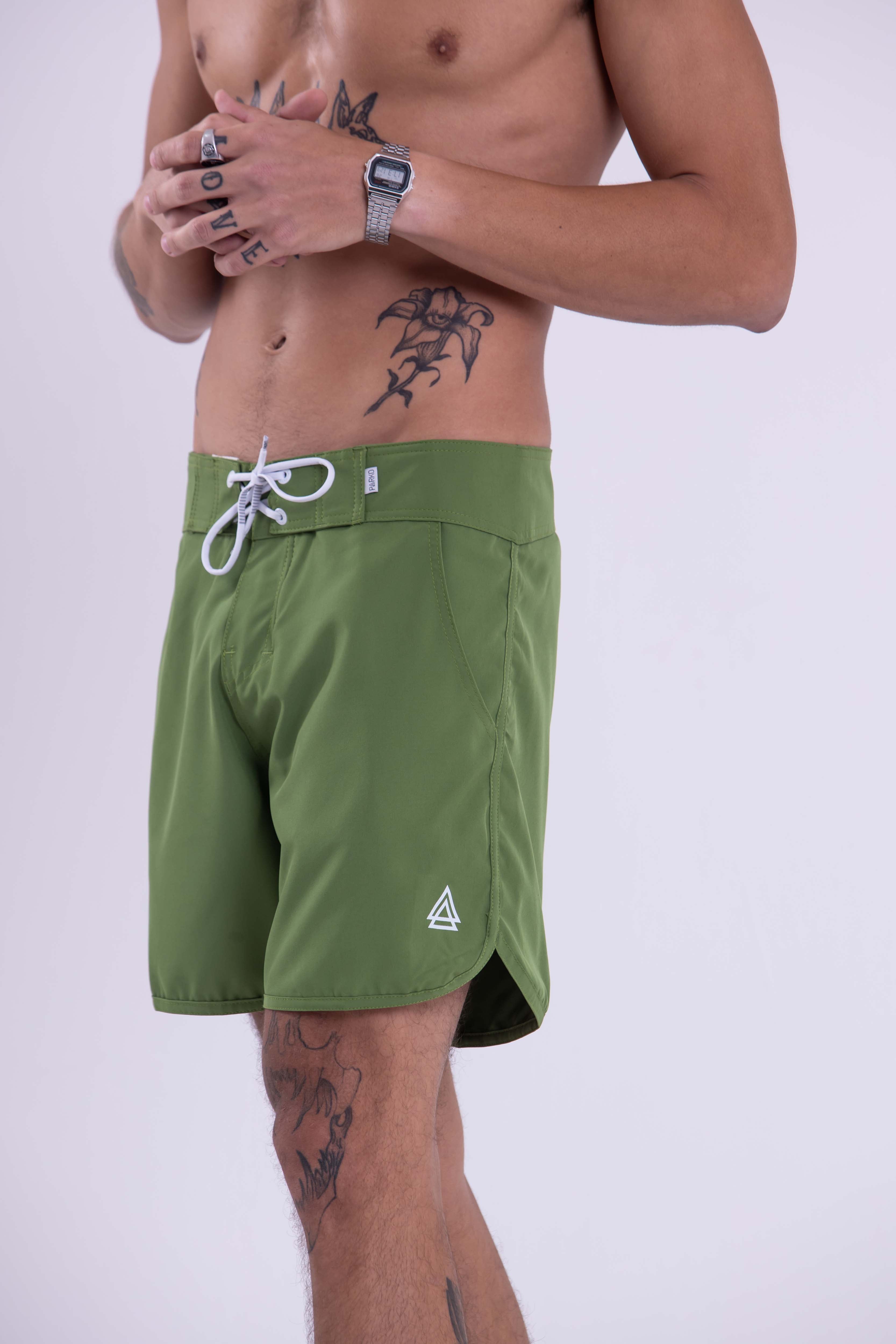 BOARDSHORT SURF RETRÔ OLIVA